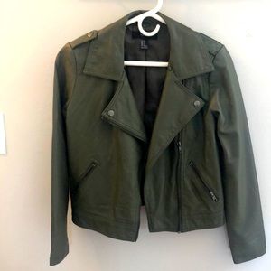 Forever 21 Faux Leather Green Jacket Small